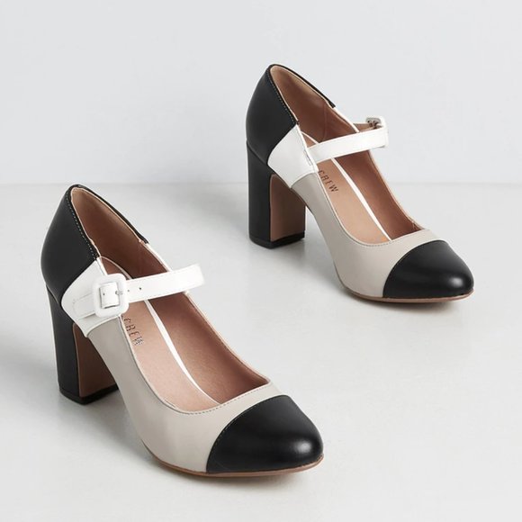 NEW ModCloth Colorblock Contessa Ankle Strap Heel Chelsea Crew OZZY - Picture 1 of 9